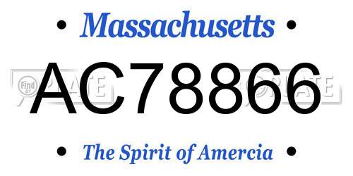 AC78866 Massachusetts License Plate