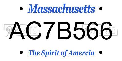 AC7B566 Massachusetts License Plate