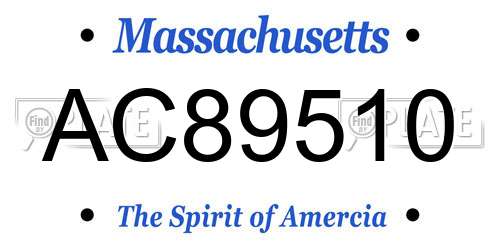 AC89510 Massachusetts License Plate