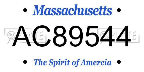 AC89544 Massachusetts License Plate