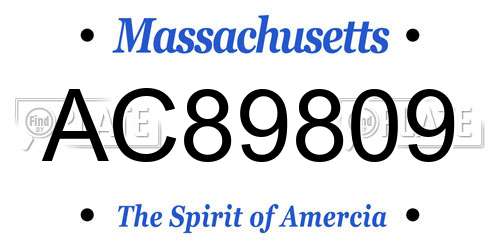 AC89809 Massachusetts License Plate