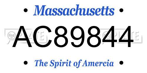 AC89844 Massachusetts License Plate