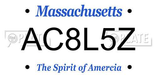 AC8L5Z Massachusetts License Plate