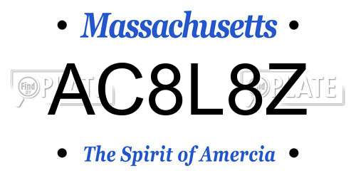 AC8L8Z Massachusetts License Plate