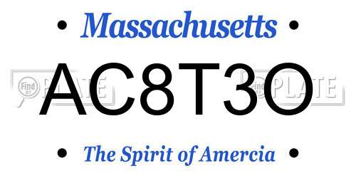 AC8T3O Massachusetts License Plate