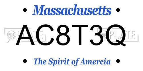 AC8T3Q Massachusetts License Plate