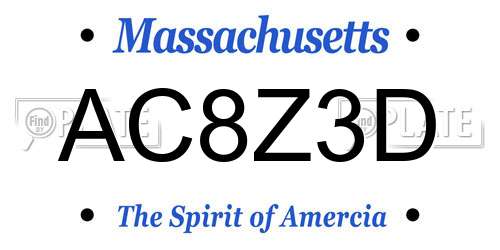 AC8Z3D Massachusetts License Plate