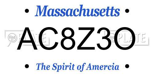 AC8Z3O Massachusetts License Plate