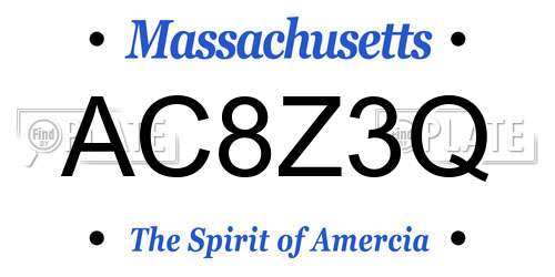 AC8Z3Q Massachusetts License Plate