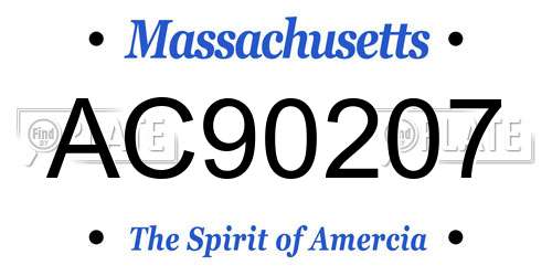 AC90207 Massachusetts License Plate