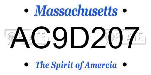 AC9D207 Massachusetts License Plate