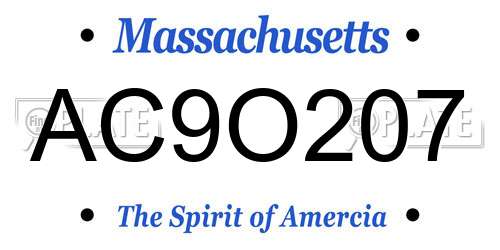 AC9O207 Massachusetts License Plate