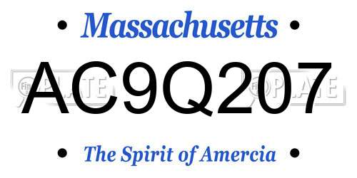 AC9Q207 Massachusetts License Plate
