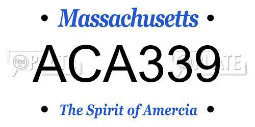 ACA339 Massachusetts License Plate
