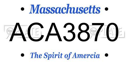 ACA3870 Massachusetts License Plate