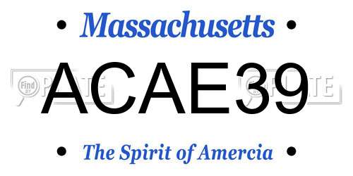 ACAE39 Massachusetts License Plate