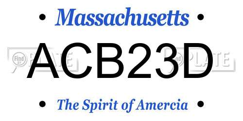 ACB23D Massachusetts License Plate