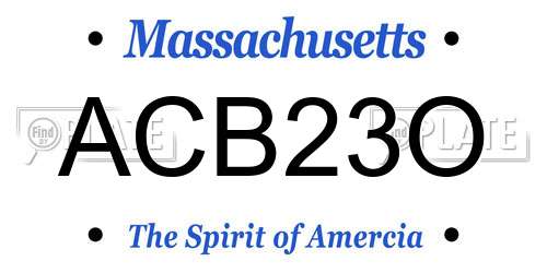 ACB23O Massachusetts License Plate