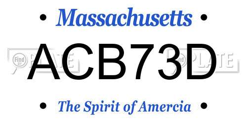 ACB73D Massachusetts License Plate