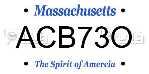 ACB73O Massachusetts License Plate