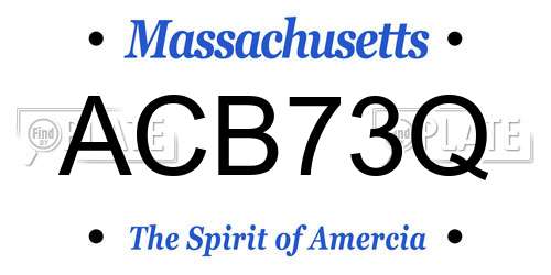 ACB73Q Massachusetts License Plate