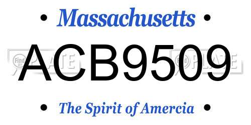 ACB9509 Massachusetts License Plate