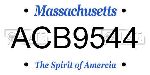 ACB9544 Massachusetts License Plate