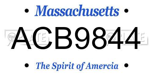 ACB9844 Massachusetts License Plate
