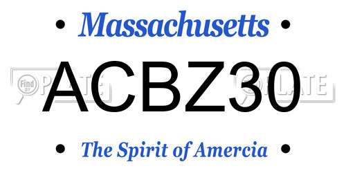 ACBZ30 Massachusetts License Plate
