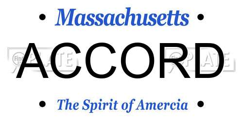 ACCORD Massachusetts License Plate
