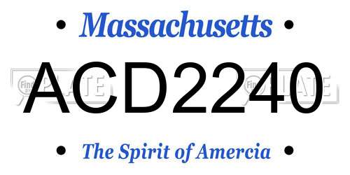 ACD2240 Massachusetts License Plate