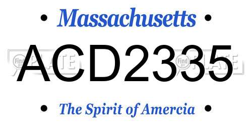ACD2335 Massachusetts License Plate