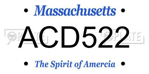 ACD522 Massachusetts License Plate
