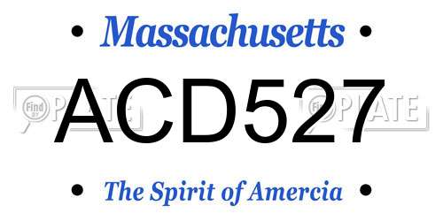 ACD527 Massachusetts License Plate