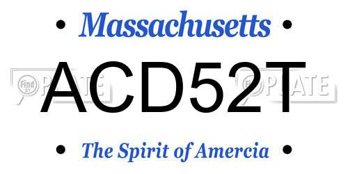 ACD52T Massachusetts License Plate