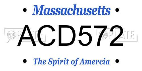 ACD572 Massachusetts License Plate