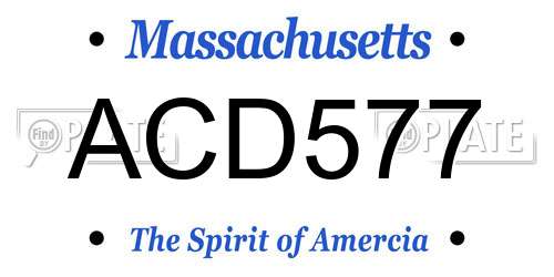 ACD577 Massachusetts License Plate