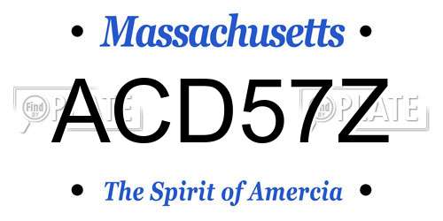 ACD57Z Massachusetts License Plate