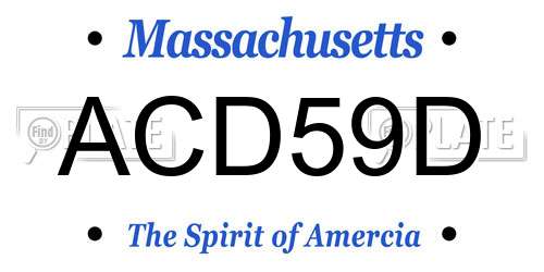 ACD59D Massachusetts License Plate