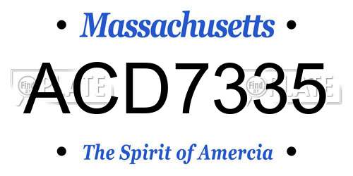 ACD7335 Massachusetts License Plate