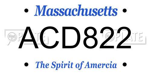 ACD822 Massachusetts License Plate