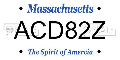 ACD82Z Massachusetts License Plate