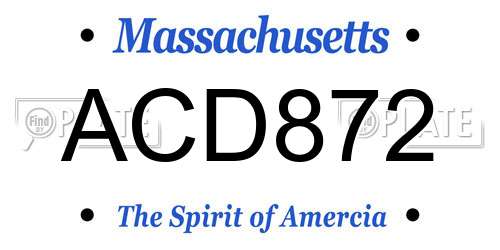 ACD872 Massachusetts License Plate