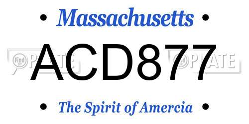 ACD877 Massachusetts License Plate