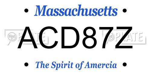 ACD87Z Massachusetts License Plate