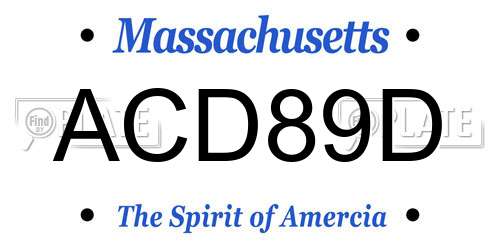 ACD89D Massachusetts License Plate