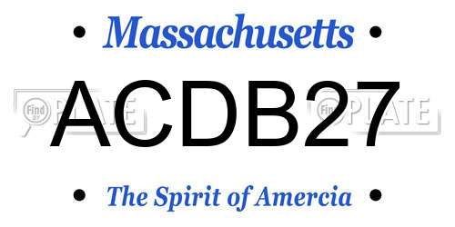 ACDB27 Massachusetts License Plate