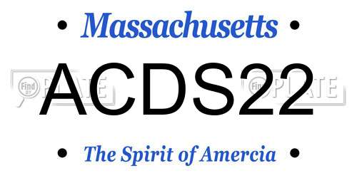 ACDS22 Massachusetts License Plate