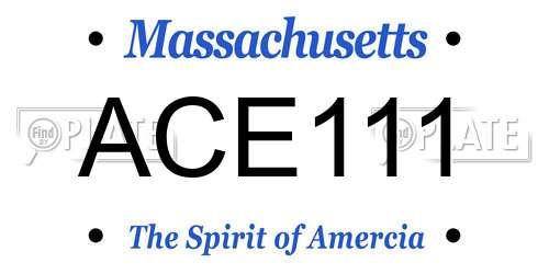 ACE111 Massachusetts License Plate