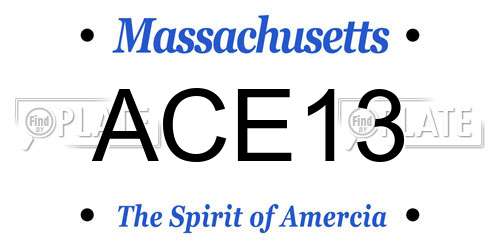 ACE13 Massachusetts License Plate